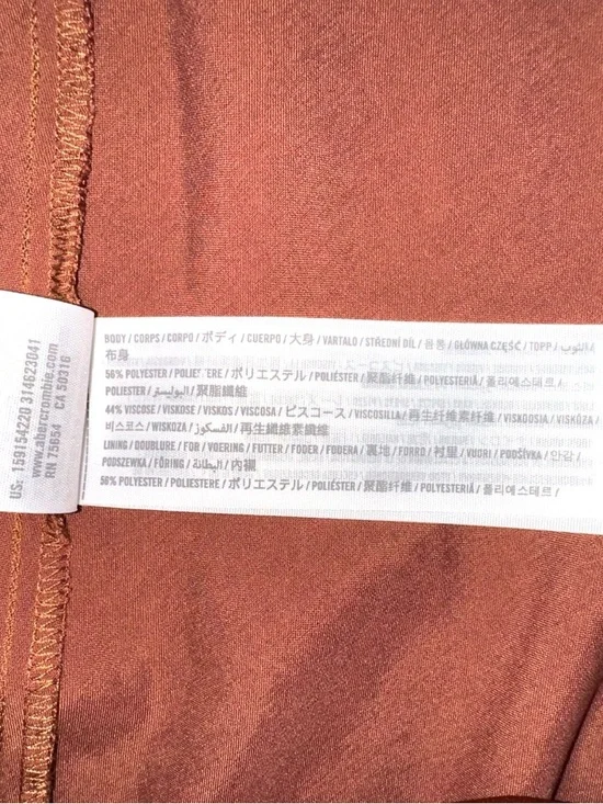 NWT Abercrombie and Fitch Brown Satin Lace-Trim Slip Midi Dress SMALL TALL - Picture 5 of 8